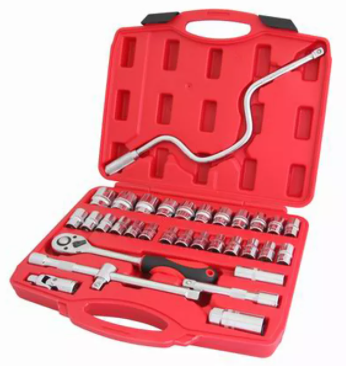 34 pcs Dr.Socket Wrench Set Hard Carry Tool Box