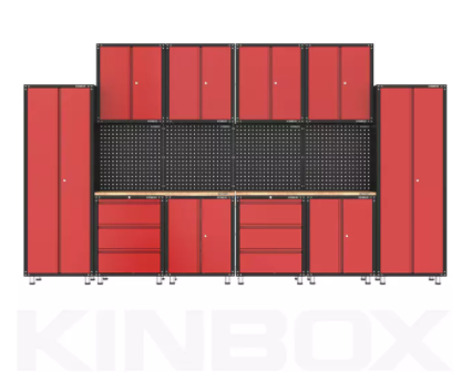 16 pe&ccedil;as de armazenamento de garagem de metal e sistema de gabinete de oficina