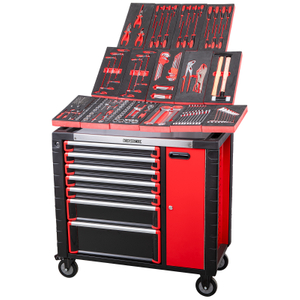 Carrinho de ferramentas profissional Kinbox com bandeja EVA personalizável - painel de metal resistente, armazenamento multifuncional e organização de kit de ferramentas tudo-em-um